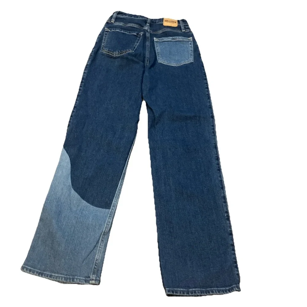 Hollister Dad Jeans 3 R 26x31 Blue Ultra High Rise Wavy Two Tone Wide Leg